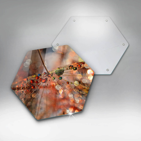 Tabla de cortar de vidrio Diente de león mojado