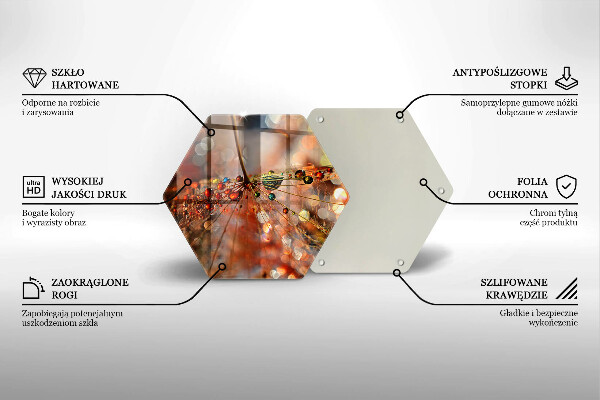 Tabla de cortar de vidrio Diente de león mojado