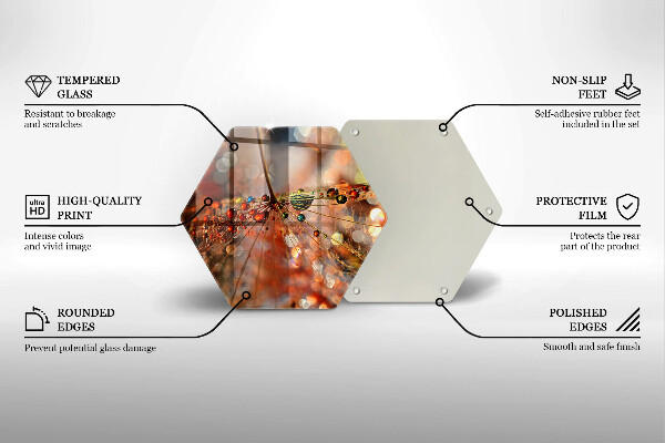 Tabla de cortar de vidrio Diente de león mojado