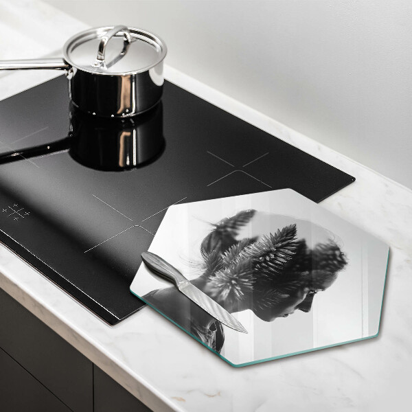 Tabla de cortar de vidrio Mujer y bosque