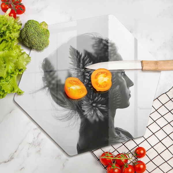 Tabla de cortar de vidrio Mujer y bosque