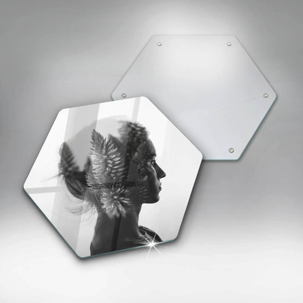 Tabla de cortar de vidrio Mujer y bosque