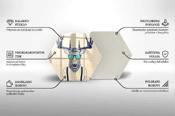 Tabla de cortar de vidrio Ilustración de hombre ciervo