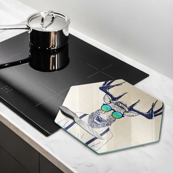 Tabla de cortar de vidrio Ilustración de hombre ciervo