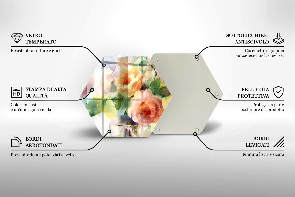 Tabla de cortar de vidrio Flores pintadas