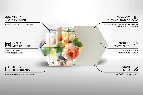 Tabla de cortar de vidrio Flores pintadas