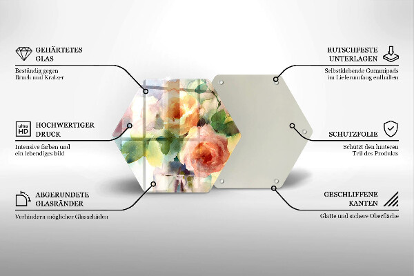 Tabla de cortar de vidrio Flores pintadas