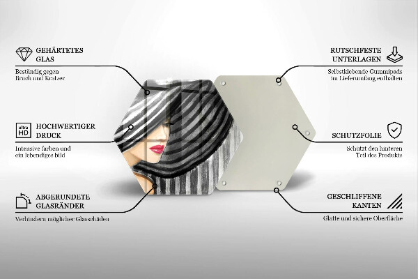 Tabla de cortar de vidrio Mujer con sombrero