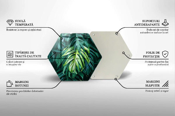 Tabla de cortar de vidrio Hojas de monstera salvaje