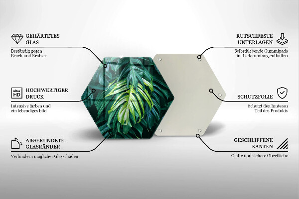 Tabla de cortar de vidrio Hojas de monstera salvaje