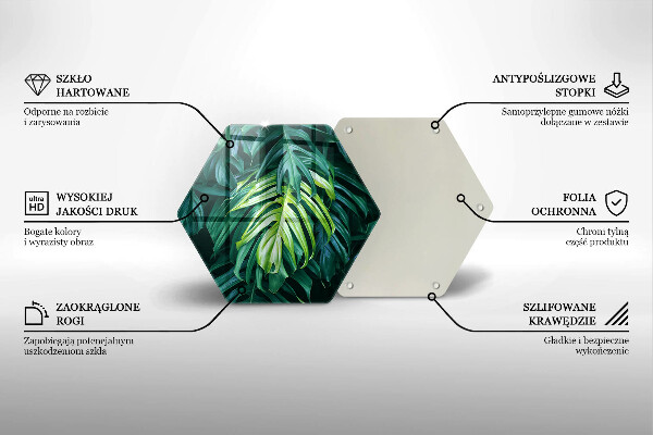 Tabla de cortar de vidrio Hojas de monstera salvaje