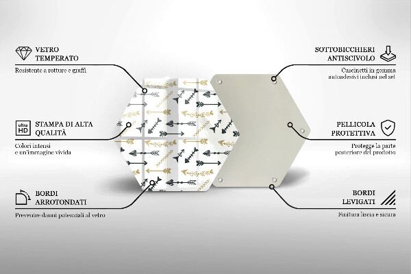 Tabla de cortar de vidrio Patrón de flechas boho