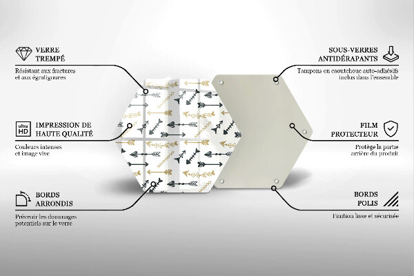 Tabla de cortar de vidrio Patrón de flechas boho