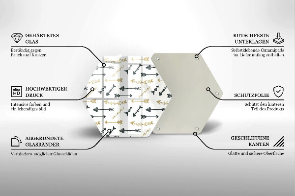 Tabla de cortar de vidrio Patrón de flechas boho