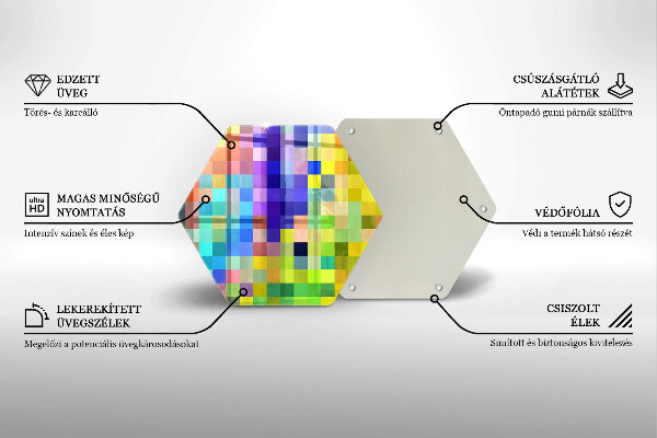Tabla de cortar de vidrio Cuadrados de píxeles de colores