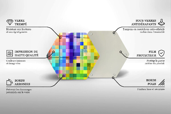 Tabla de cortar de vidrio Cuadrados de píxeles de colores