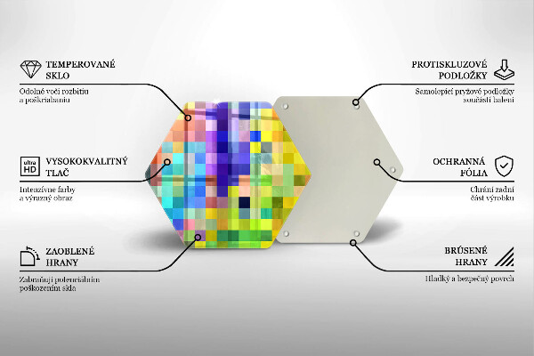 Tabla de cortar de vidrio Cuadrados de píxeles de colores