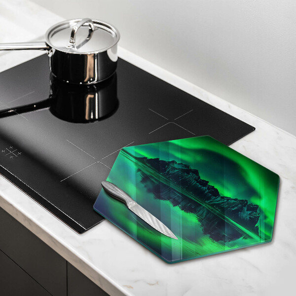 Tabla de cortar de vidrio Paisaje de la aurora boreal