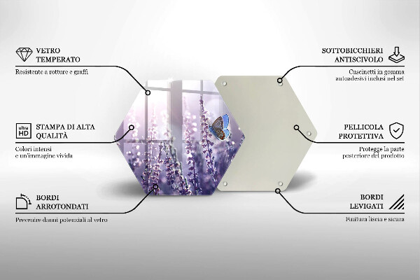 Tabla de cortar de vidrio Flores silvestres y mariposas