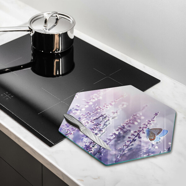 Tabla de cortar de vidrio Flores silvestres y mariposas