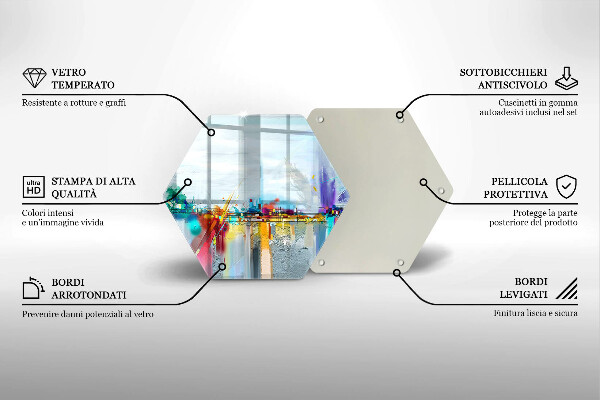 Tabla de cortar de vidrio Abstracción pintada