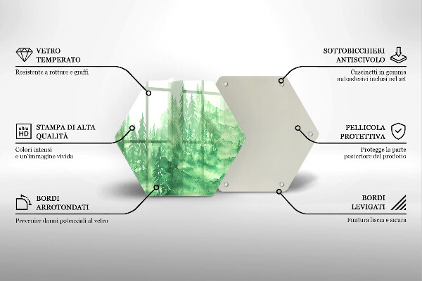 Tabla de cortar de vidrio Bosque pintado