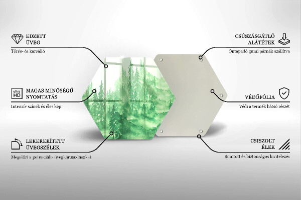 Tabla de cortar de vidrio Bosque pintado