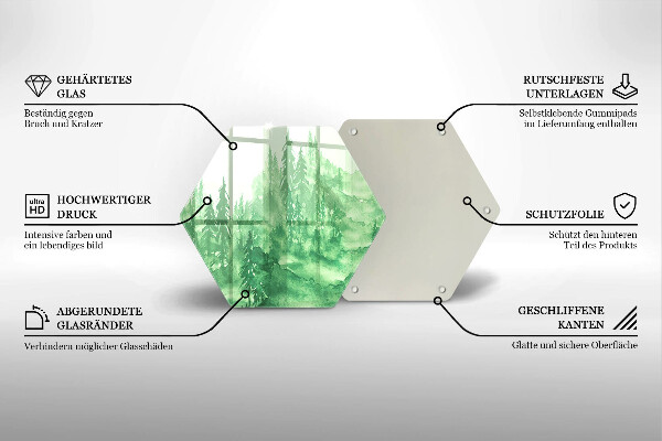 Tabla de cortar de vidrio Bosque pintado