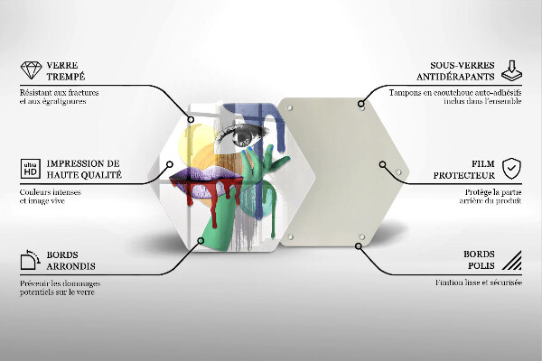 Tabla de cortar de vidrio Collage de arte abstracto