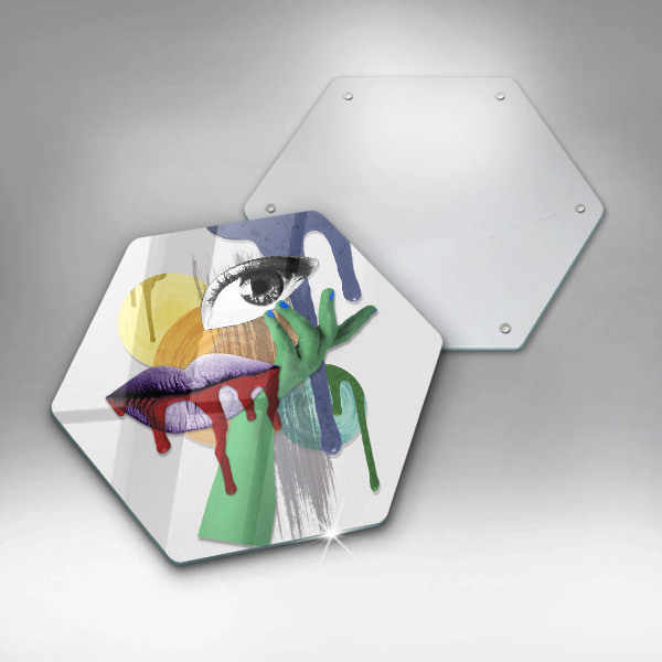 Tabla de cortar de vidrio Collage de arte abstracto