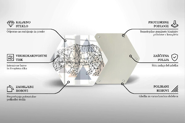 Tabla de cortar de vidrio Rinoceronte de arte lineal