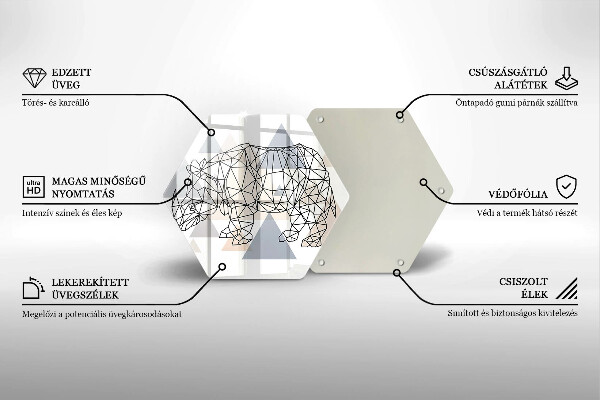 Tabla de cortar de vidrio Rinoceronte de arte lineal