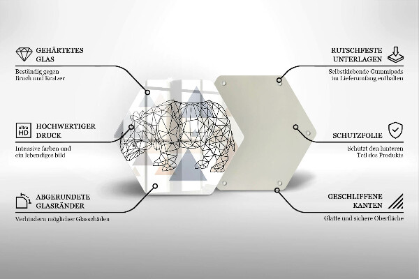 Tabla de cortar de vidrio Rinoceronte de arte lineal