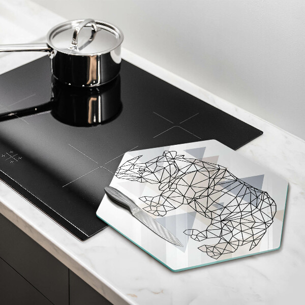 Tabla de cortar de vidrio Rinoceronte de arte lineal