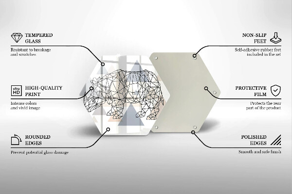 Tabla de cortar de vidrio Rinoceronte de arte lineal