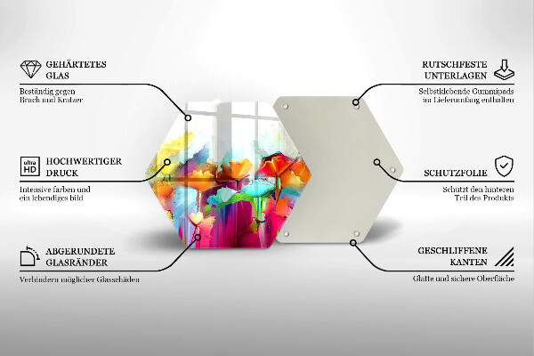 Tabla de cortar de vidrio Flores pintadas