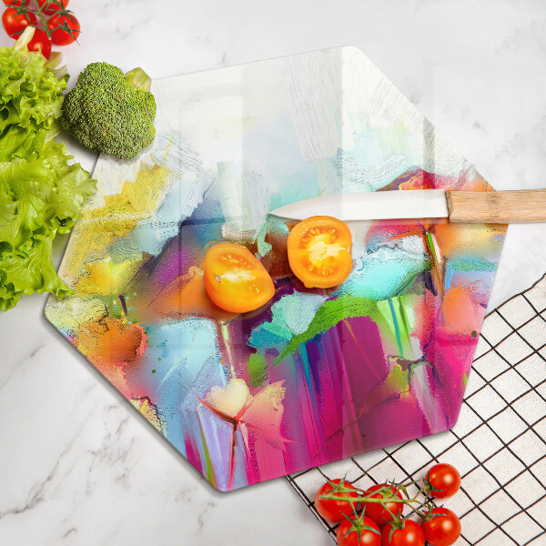 Tabla de cortar de vidrio Flores pintadas