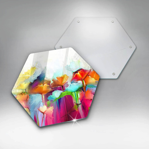 Tabla de cortar de vidrio Flores pintadas