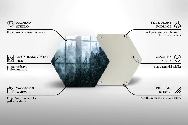 Tabla de cortar de vidrio Árboles forestales y niebla