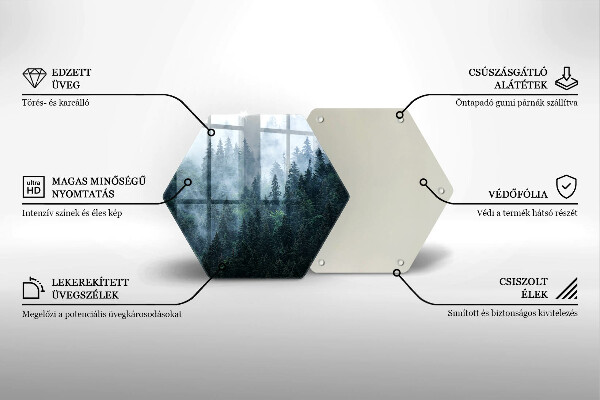 Tabla de cortar de vidrio Árboles forestales y niebla