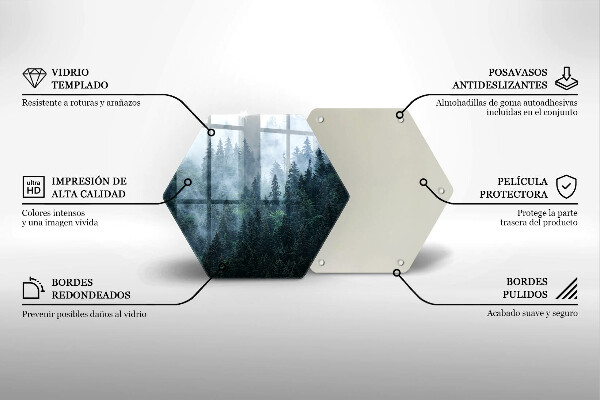 Tabla de cortar de vidrio Árboles forestales y niebla