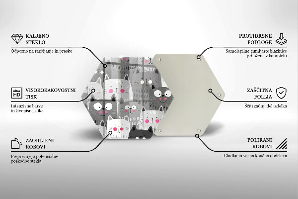 Tabla de cortar de vidrio Ilustración de gatos