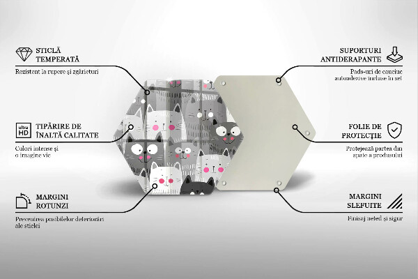 Tabla de cortar de vidrio Ilustración de gatos
