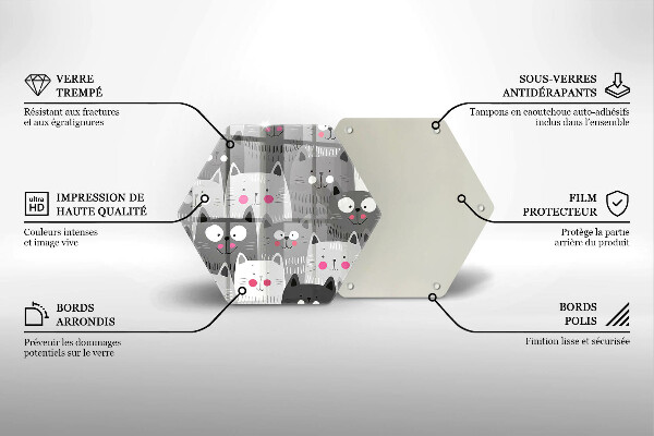 Tabla de cortar de vidrio Ilustración de gatos