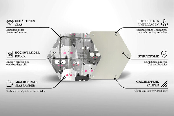 Tabla de cortar de vidrio Ilustración de gatos