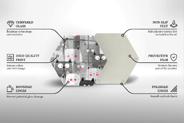 Tabla de cortar de vidrio Ilustración de gatos