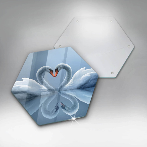 Tabla de cortar de vidrio Dos corazones de cisne