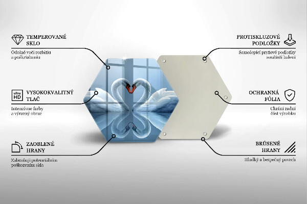 Tabla de cortar de vidrio Dos corazones de cisne