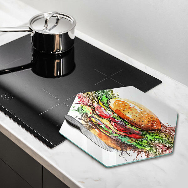 Tabla de cortar de vidrio Dibujo de hamburguesa