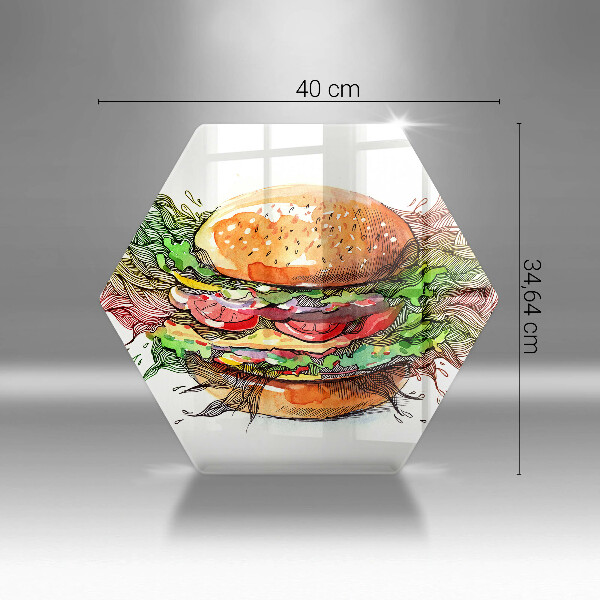 Tabla de cortar de vidrio Dibujo de hamburguesa